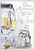 Jonny Javelin Silver 25th Wedding Anniversary Card - Champagne Glasses 9x6.25"