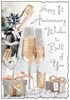 Jonny Javelin First 1st Wedding Anniversary Card - Champagne Glasses 9x6.25"