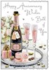 Jonny Javelin Happy Anniversary Card - Pink Champagne & Flowers 9x6.25"