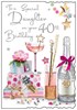 Jonny Javelin Daughter 40th Birthday Card - Glitter Cocktail's Silver Foil 9x6"