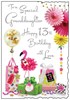 Jonny Javelin Granddaughter 13th Birthday Card - Flamingo Gifts Silver Foil 9x6"