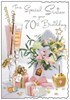 Jonny Javelin Sister 70th Birthday Card - Champagne Flutes Flowers Foil 9x6.25"