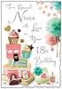 Jonny Javelin Niece 18th Birthday Card - Cupcakes with Glitter Silver Foil 9x6"