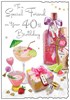 Jonny Javelin Special Friend 40th Birthday Card - Pink Gin Cocktail 9x6.25"