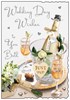Jonny Javelin Wedding Day Card - Champagne & Glasses with Glitter & Foil 9x6.25"