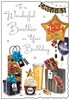 Jonny Javelin Brother Birthday Card - Beer Presents & Balloons with Foil 9x6.25"