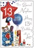 Jonny Javelin Nephew 13th Birthday Card - Balloons Presents Silver Foil 9x6.25"