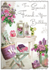 Jonny Javelin Special Friend Birthday Card - Patio Table Chair & Flowers 9x6.25"