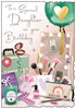 Jonny Javelin Daughter Birthday Card - Make Up & Mirror with Glitter Foil 9x6.25