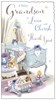 Jonny Javelin Thank You For Baby Grandson Card - Blue Crib Silver Foil 9.25x5"