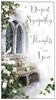 Jonny Javelin In Deepest Sympathy Card - Flowers & Dove at Church Window 9.25x5"