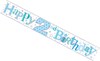 Age 2 Boy Blue Foil Party Banner - Happy 2nd Birthday