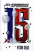 Age 15 Boy Birthday Card - Blue and Red Numbers Trainer Controller 7.5x5.25"