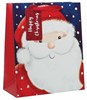 Medium Christmas Gift Bag - Santa Face Red Glitter Happy Christmas Tag 10x8.5"