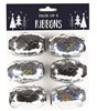 Pack of 6 Gift Wrapping Ribbons Cops - Silver Metallic Holographic