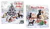 Pack of 12 Scenic Square Christmas Cards - Dogs Xmas Tree & Sleigh with Red Foil