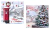 Pack of 12 Traditional Scenic Christmas Cards - Post Box & Xmas Tree Red Foil