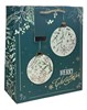 Medium Christmas Gift Bag - Green with Mistletoe Baubles and Gold Foil 10x8"