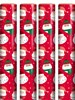 16m (4x4m) Christmas Gift Wrapping Paper - Red with Santa Faces Green Stars
