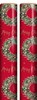 8m (2x4m) Traditional Christmas Gift Wrap Paper Roll - Red with Holly Wreaths