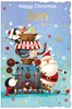 Son Christmas Card - Santa & Penguins in Santa's Workshop with Foil 9" x 6"