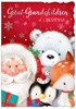 Great Grandchildren Christmas Card - Santa & Friends with Silver Foil 7.5x5.5"