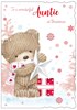 Auntie Christmas Card - Cute Knitted Bear with Star and Gift Red Foil 7.5x5.25"