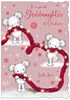 Goddaughter Christmas Card - Mouse Bears Holding Tinsel Lights & Foil 7.5x5.25"