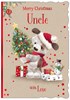 Uncle Christmas Card - Dog Bear in Santa Hat with Tree & Red Foil 7.5x5.25"