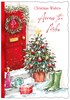 Across The Miles Christmas Card - Red Door, Wreath & Tree Red Foil 7.5x5.25"