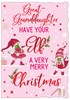 Great Granddaughter Christmas Card - Pink with Nordic Elf and Red Foil 7.25x5.5"
