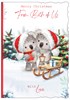 From Both Of Us Christmas Card - Koala Bears with Sleigh and Red Foil 7.5x5.25"