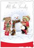 To All The Family Christmas Card - Bears Penguin & Dog with Snowman 7.5x5.25"