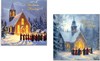 Pack of 12 Religious Square Christmas Cards with Gold Foil - Church at Night