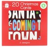 Pack Of 20 Mini Square Foiled Christmas Cards - Santa's Coming & Jingle 4x4"
