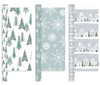 12m (3x4m) Christmas Gift Wrapping Paper - White Green Nordic Trees Houses