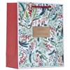Medium Christmas Gift Bag - Rope Handle & Tag Scenic Holly Gold Foil 10x8.5"