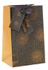 Small Christmas Gift Bag - Black with Gold Copper Foil Halo Dots 8" x 5"