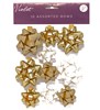 Pack of 10 Christmas Gift Bows - Assorted Sizes - Gold & White Metallic Glitter