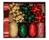 Christmas Gift Bow & Ribbon Set - Gold Red Green Bows Ribbon & Twine