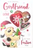 Girlfriend Christmas Card - Bear in Santa Hat with Lollipop Glitter & Foil 9x6"