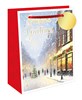 Medium Gift Bag - Christmas Tree in Snowy Street with Lantern and Shop 10x8.5