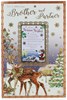 Brother & Partner Christmas Card - Reindeers in Snow with Glitter & Foil 9x6"