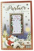 Partner Christmas Card - Santa Delivering Gifts to Village with Glitter 9 x 6"