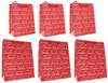 Set of 6 Christmas Gift Bags with Handle & Tag - Red Silver Glitter From Santa