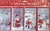 Pack of 4 Christmas Money Wallet Gift Cards & Envelopes - Santa Designs Glitter