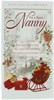 Nanny Christmas Card - Red Glitter Sleigh & Bag with Xmas Flowers 9x4.75"