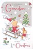 Jonny Javelin Grandson's First Christmas Card - Baby on Sledge Glitter Foil 9x6