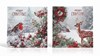 Pack of 12 Square Scenic Christmas Cards - Robin & Deer in Snow with Glitter