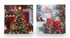 Pack of 12 Square Christmas Cards - Xmas Tree Stockings Candles in Snow Glitter